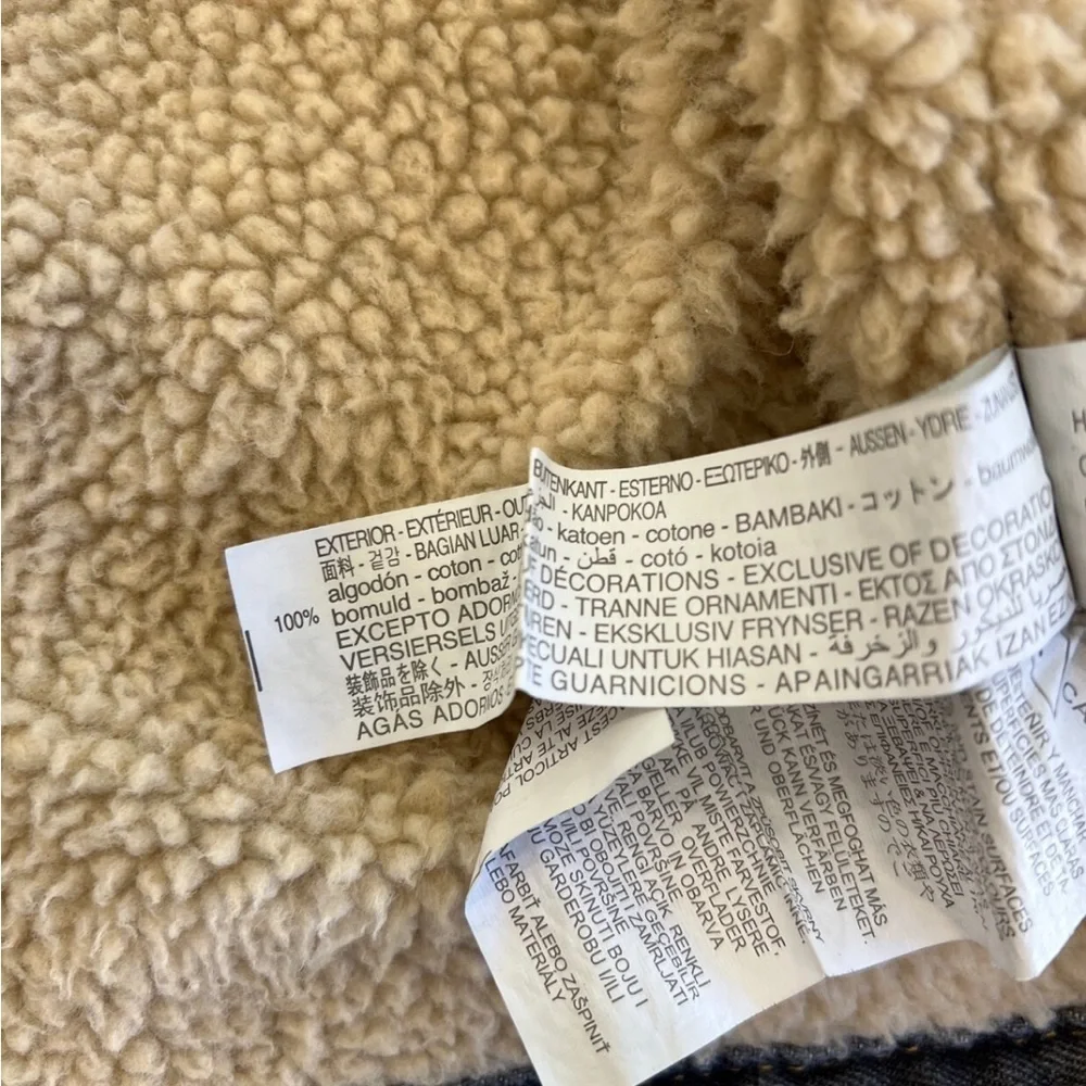 Zara peanuts Sherpa lined denim jacket